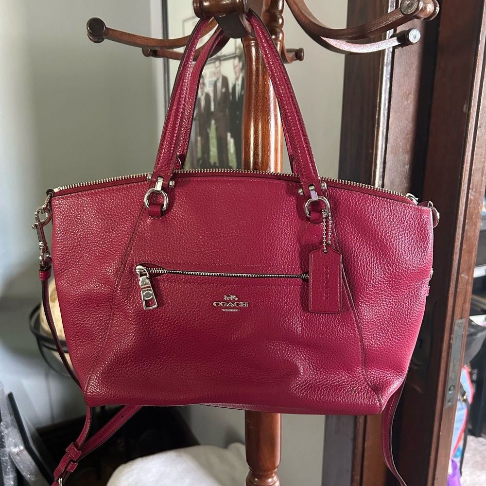 Coach Pebbled Leather Shoulder Bag in Berry Pink